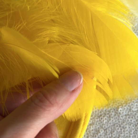 Vintage 1970s Yellow Dance Leotard with Sequins and Feathers - Child or … - Picture 10 of 15